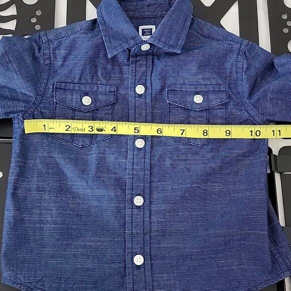 Janie and Jack Blue Chambray Micro Stripes Button-Up Shirt 6-12 Months - Picture 10 of 14
